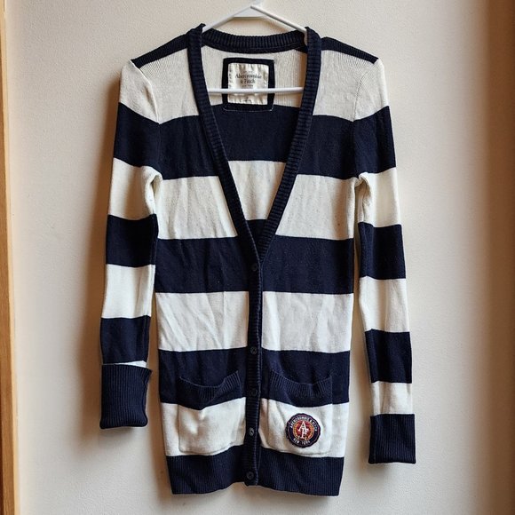Abercrombie & Fitch Sweaters - Vintage Abercrombie & Fitch Striped Collegiate Cardigan Size Medium
